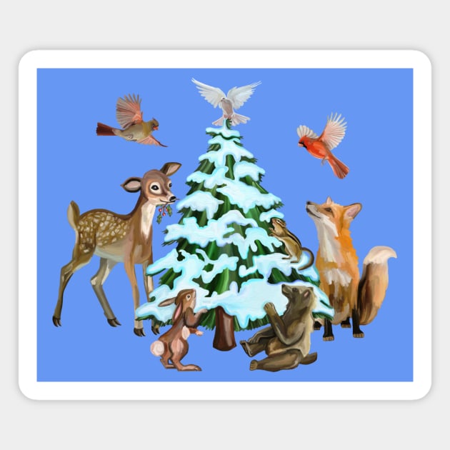 Christmas Woodland Animals of the Forest Magnet by Art by Deborah Camp